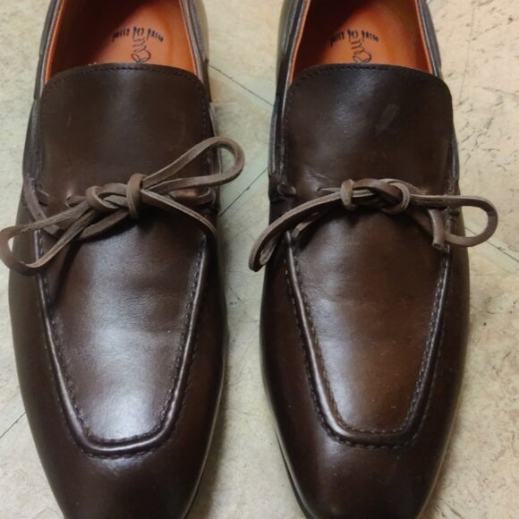 Passo Per Passo brown loafers 43EU 10US leather string tie made italy - Picture 1 of 7